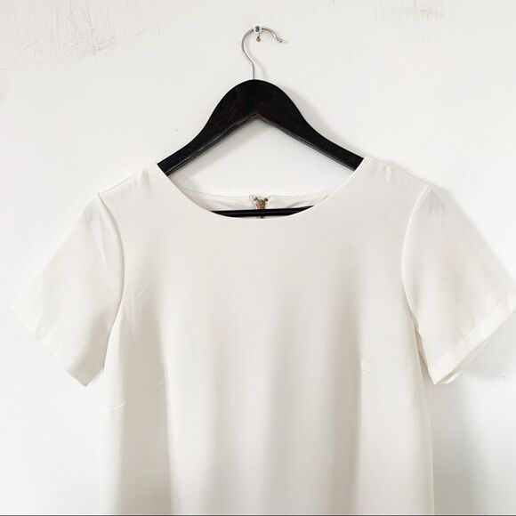 Lulu’s “Shift & Shout” Ivory Short Sleeve Shift Dress - Picture 5 of 8